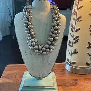 “PREMIER DESIGN” silver/pewter beaded necklace.  10 inches long using the ext.